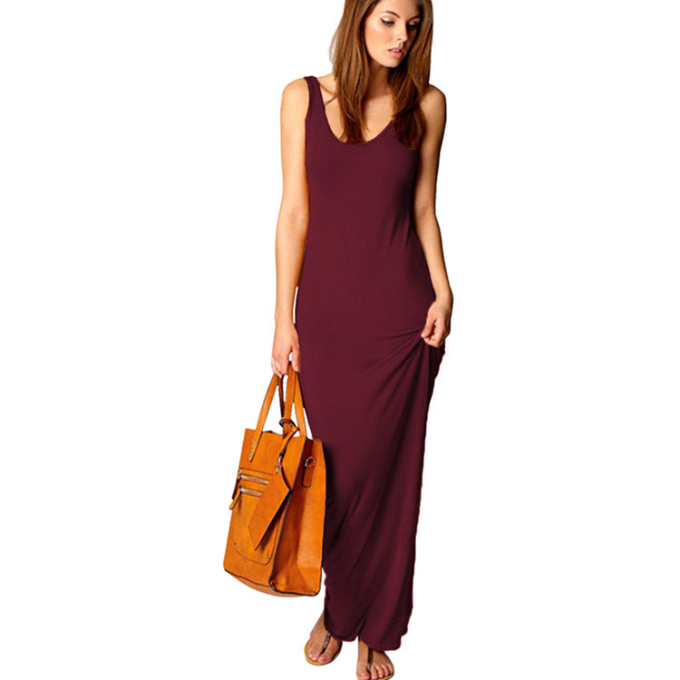 Damen Maxikleid Aus Weichem Jersey mit Tiefem Rundhalsausschnitt Echoarchiv