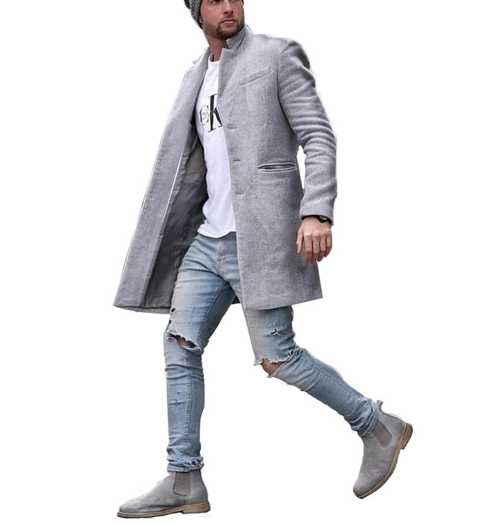 Herren eleganter Langmantel im minimalistischen Design mit praktischen Taschen Echoarchiv