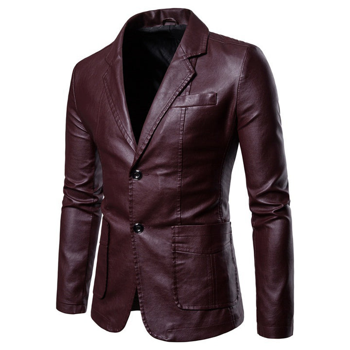 Herren eleganter Kunstlederblazer mit schlankem Schnitt Echoarchiv