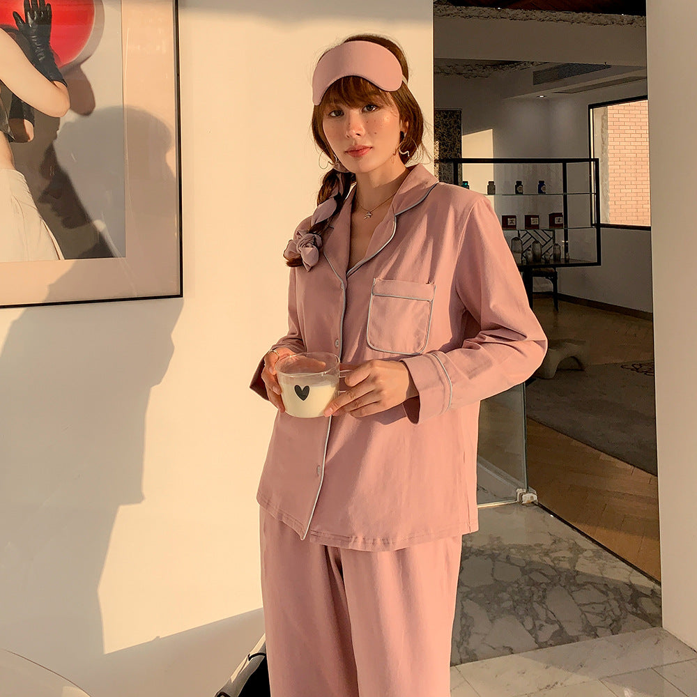 Damen-Pyjama-Set, Baumwolle, Langarm, festliches Design