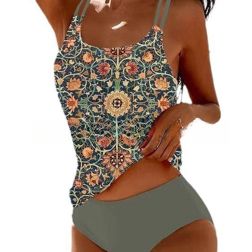 Echoarchiv | Retro Hochgeschnittenes Bikini mit Stranddruck
