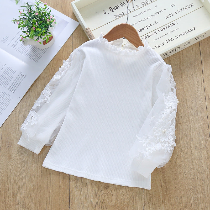 Mädchen elegante Bluse mit dekorativen Spitze-Ärmeln Echo Archiv