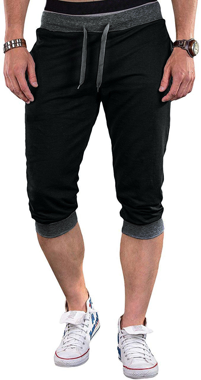 Herren Sportliche Capri-Hose mit elastischem Bund und modischen Kontrastakzenten Echoarchiv