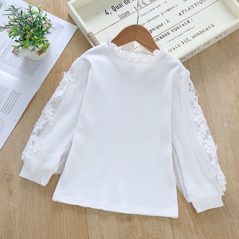 Mädchen elegante Bluse mit dekorativen Spitze-Ärmeln Echo Archiv