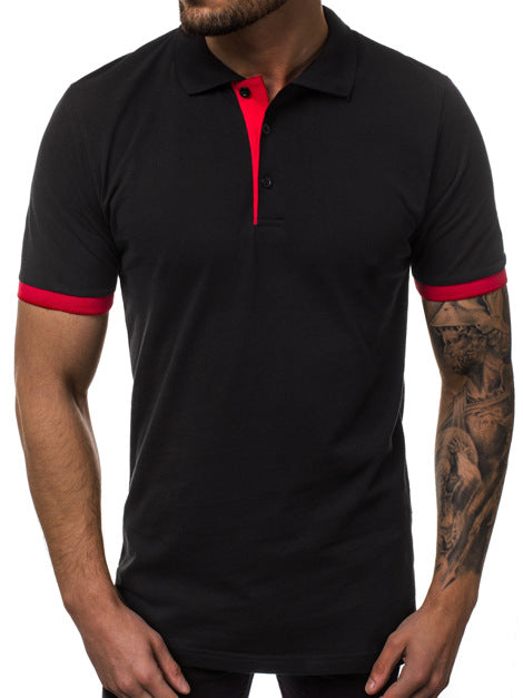 Herren Kurzarm-Polohemd mit kontrastierenden Details und modernem Schnitt Echoarchiv