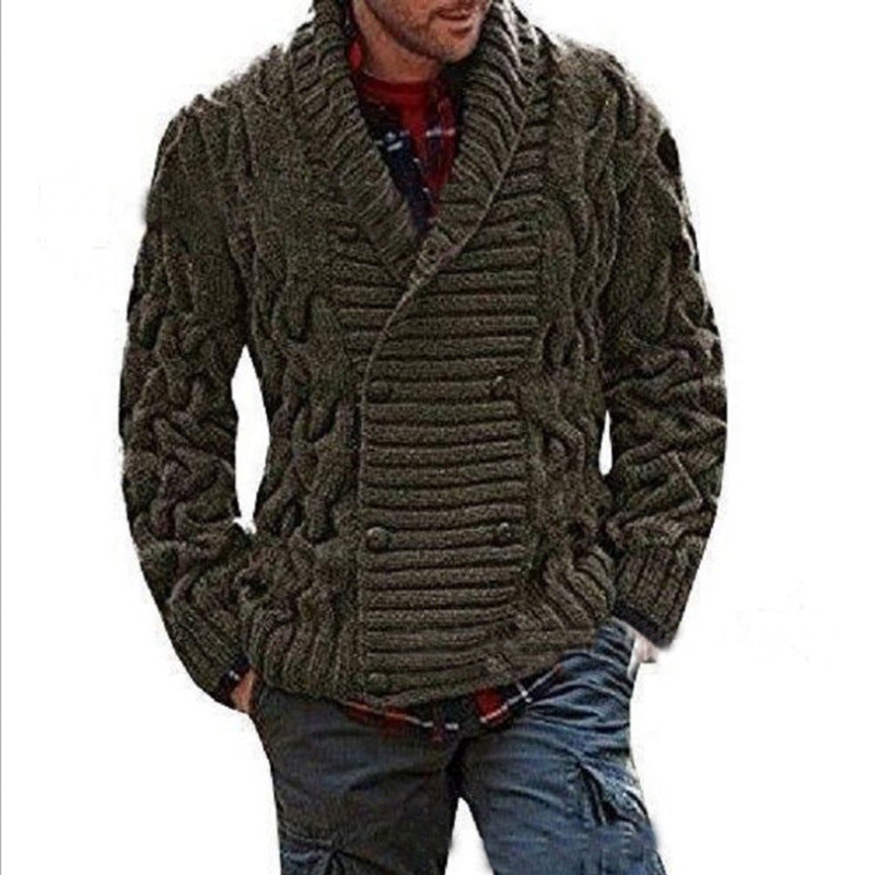 Herren Grobstrick-Cardigan mit Schalkragen und Zopfmuster Echo Archiv