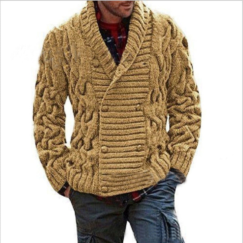 Herren Grobstrick-Cardigan mit Schalkragen und Zopfmuster Echo Archiv
