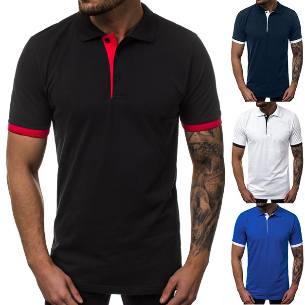 Herren Kurzarm-Polohemd mit kontrastierenden Details und modernem Schnitt Echoarchiv