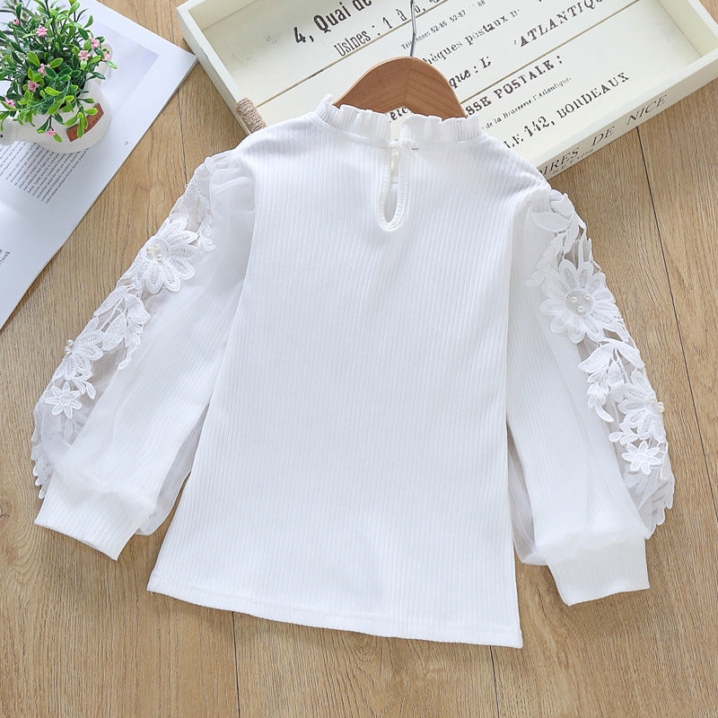 Mädchen elegante Bluse mit dekorativen Spitze-Ärmeln Echo Archiv