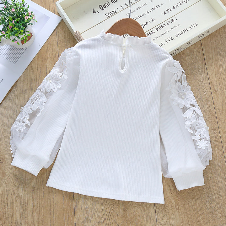 Mädchen elegante Bluse mit dekorativen Spitze-Ärmeln Echo Archiv
