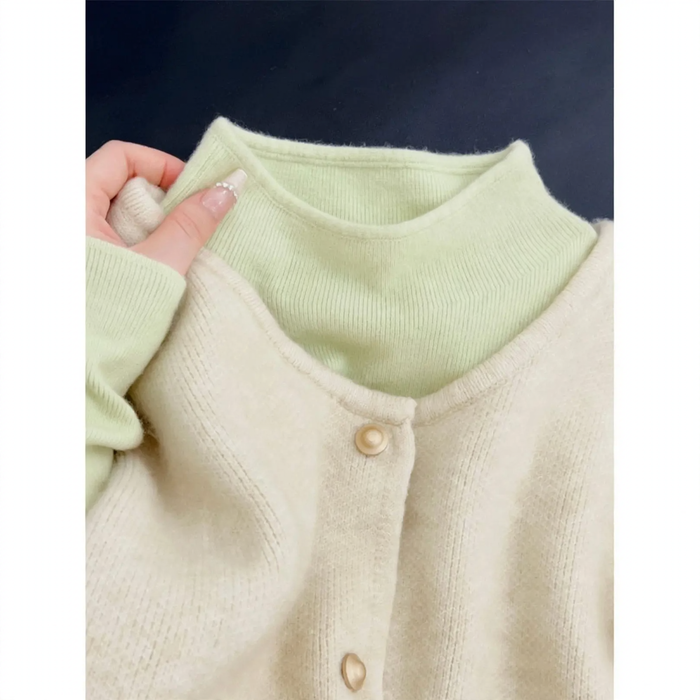 Damen-Strickpullover mit Stehkragen, einfarbig