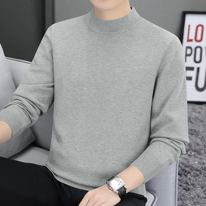 Herren-Strickpullover mit Stehkragen, gefüttert