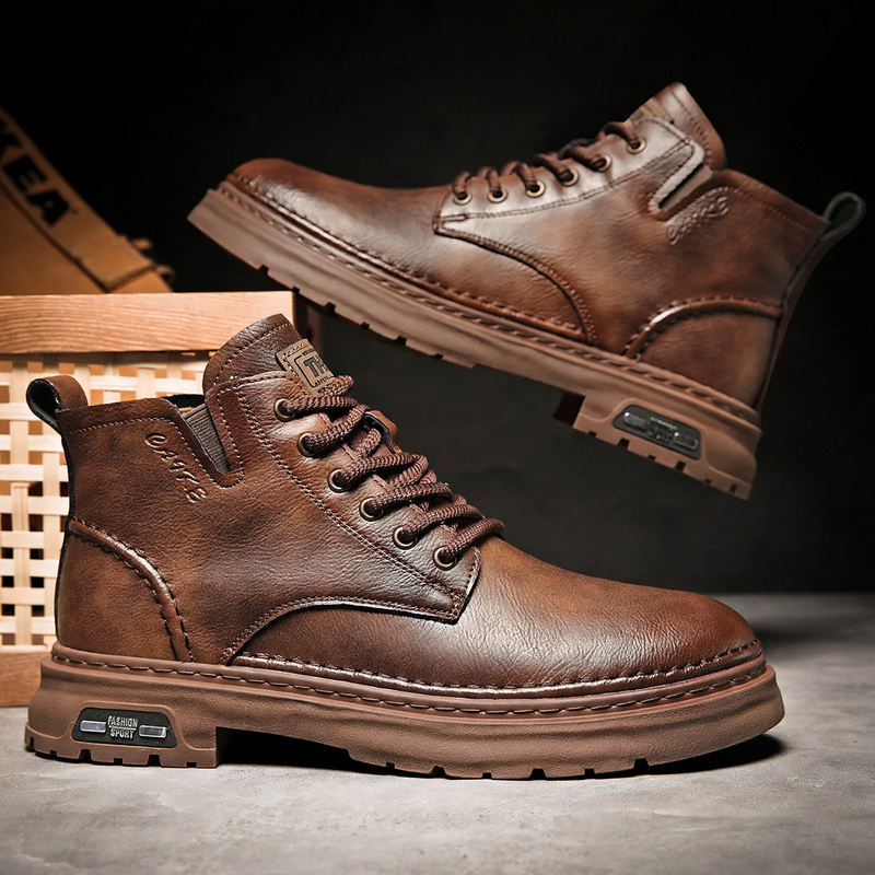 Herren-Stiefel im Vintage-Stil, knöchelhoch, mit Profilsohle