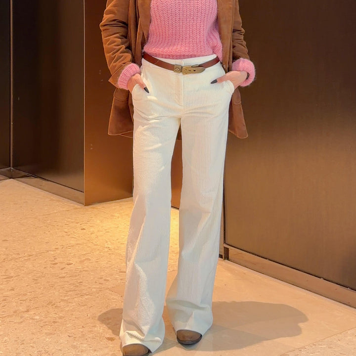 Damen-Cordhose, gerade geschnitten, Baumwolle, Französischer Stil
