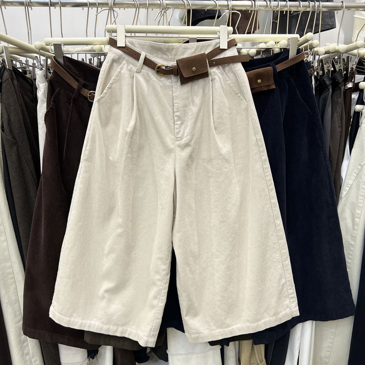 Modische Kord-Hose, 7/8-Länge, weites Bein