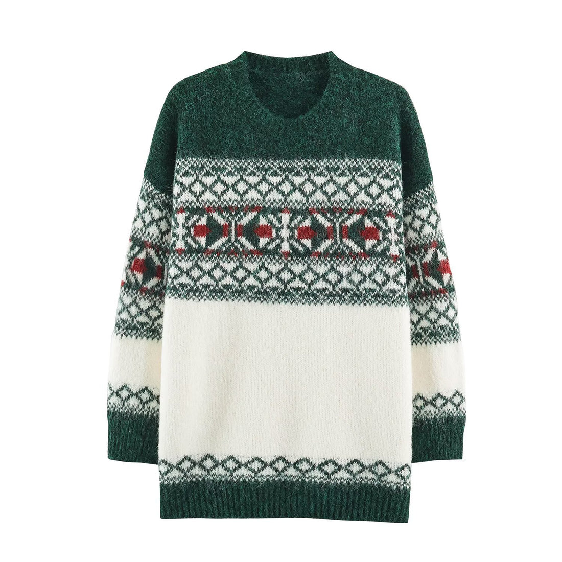 Fair-Isle Strickpullover mit Rundhalsausschnitt