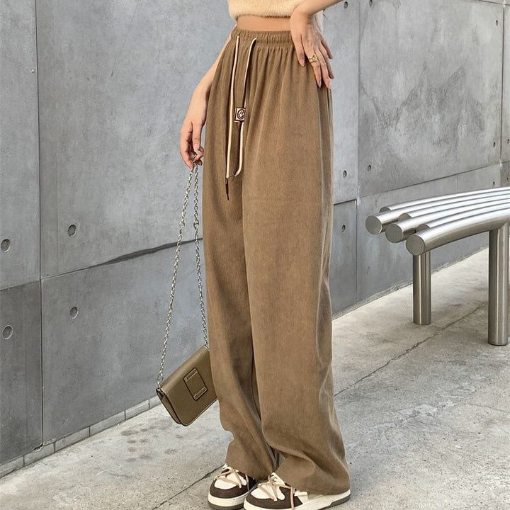 Cord-Weithose für Damen, hoher Bund mit Kordelzug
