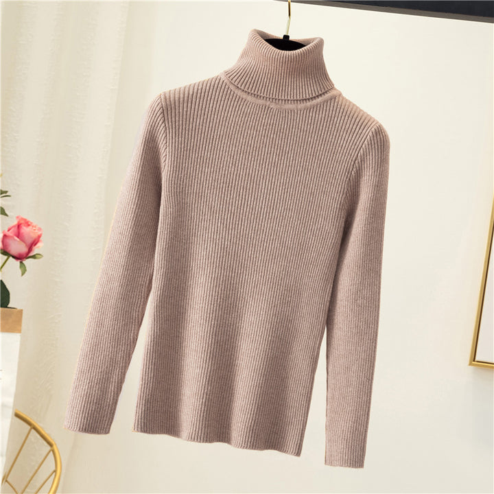 Damen-Rollkragenpullover, schmal geschnitten, einfarbig