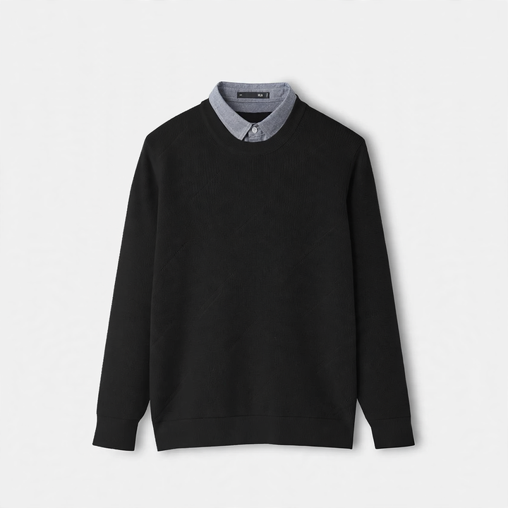 Herren-Strickpullover, Polo-Kragen, halber Reißverschluss