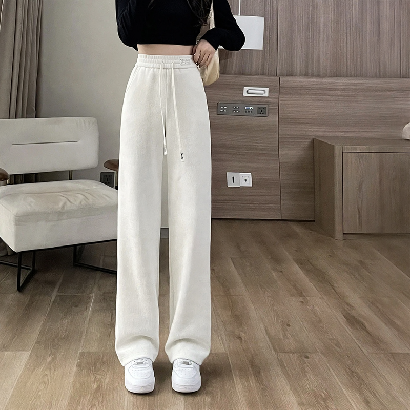 Gefütterte Cord-Freizeithose mit hohem Bund