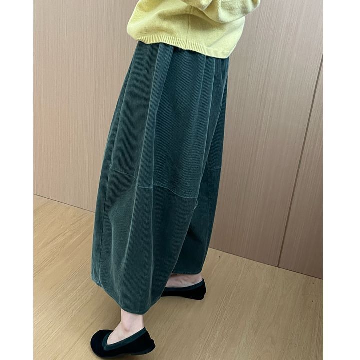 Damen-Cordhose mit weitem Bein und elastischem Bund