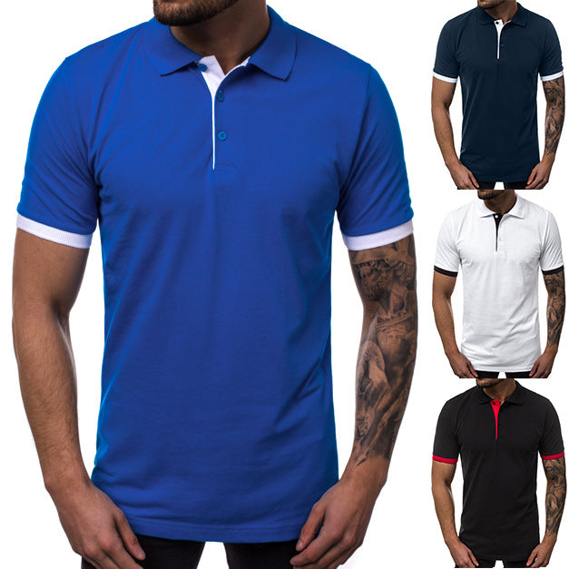 Herren Kurzarm-Polohemd mit kontrastierenden Details und modernem Schnitt Echoarchiv