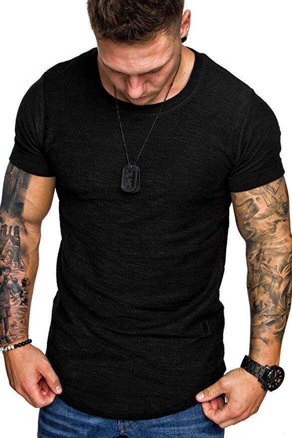 Herren Rundhals T-Shirt aus hochwertiger Baumwolle mit strukturierter Oberfläche Echoarchiv