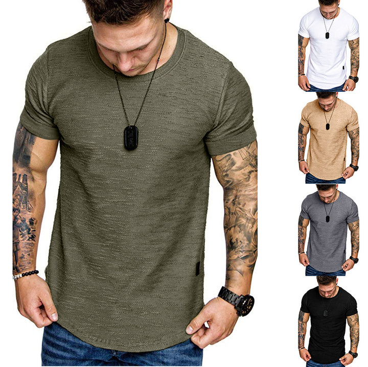 Herren Rundhals T-Shirt aus hochwertiger Baumwolle mit strukturierter Oberfläche Echoarchiv