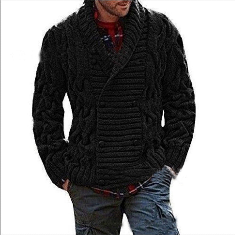 Herren Grobstrick-Cardigan mit Schalkragen und Zopfmuster Echo Archiv