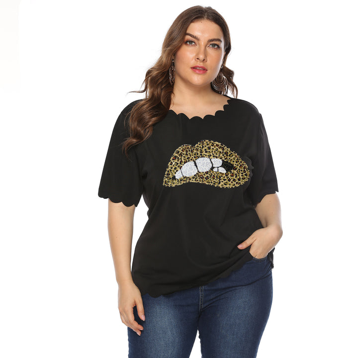 Damen T-Shirt mit Leopardenmuster und Glitzerstein-Details Echo Archiv