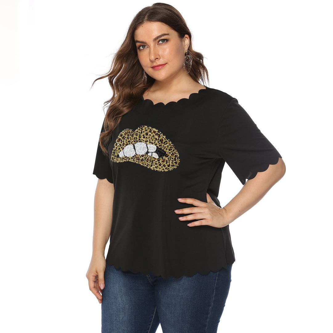 Damen T-Shirt mit Leopardenmuster und Glitzerstein-Details Echo Archiv