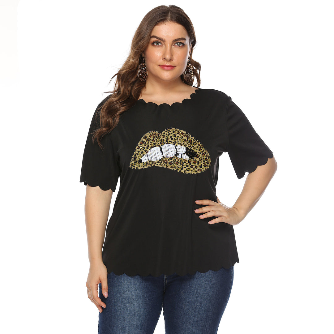 Damen T-Shirt mit Leopardenmuster und Glitzerstein-Details Echo Archiv