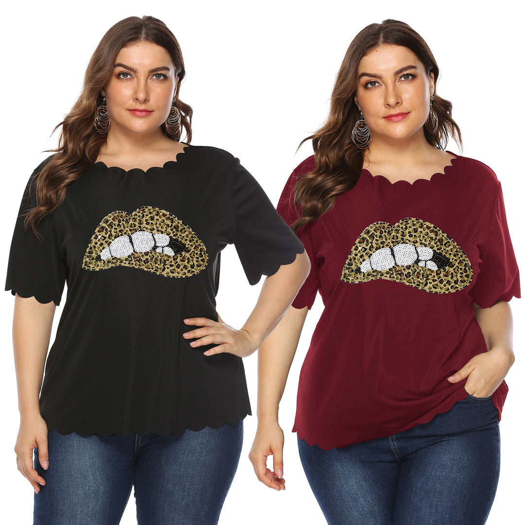 Damen T-Shirt mit Leopardenmuster und Glitzerstein-Details Echo Archiv