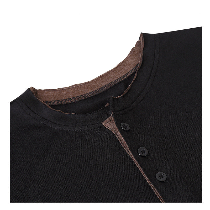Herren Langarm-Henley-Shirt aus atmungsaktivem Jersey mit modischen Knopfdetails Echoarchiv