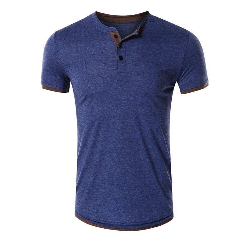 Herren Kurzarmshirt mit modischem Henley-Ausschnitt und kontrastierenden Akzenten Echoarchiv