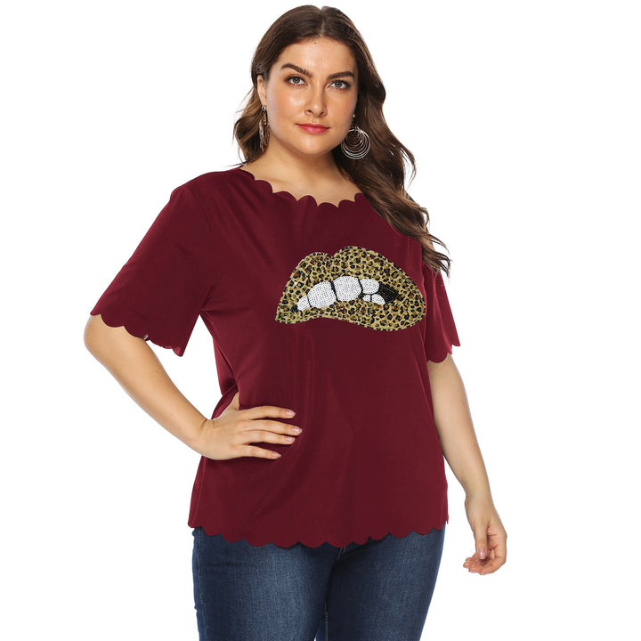 Damen T-Shirt mit Leopardenmuster und Glitzerstein-Details Echo Archiv