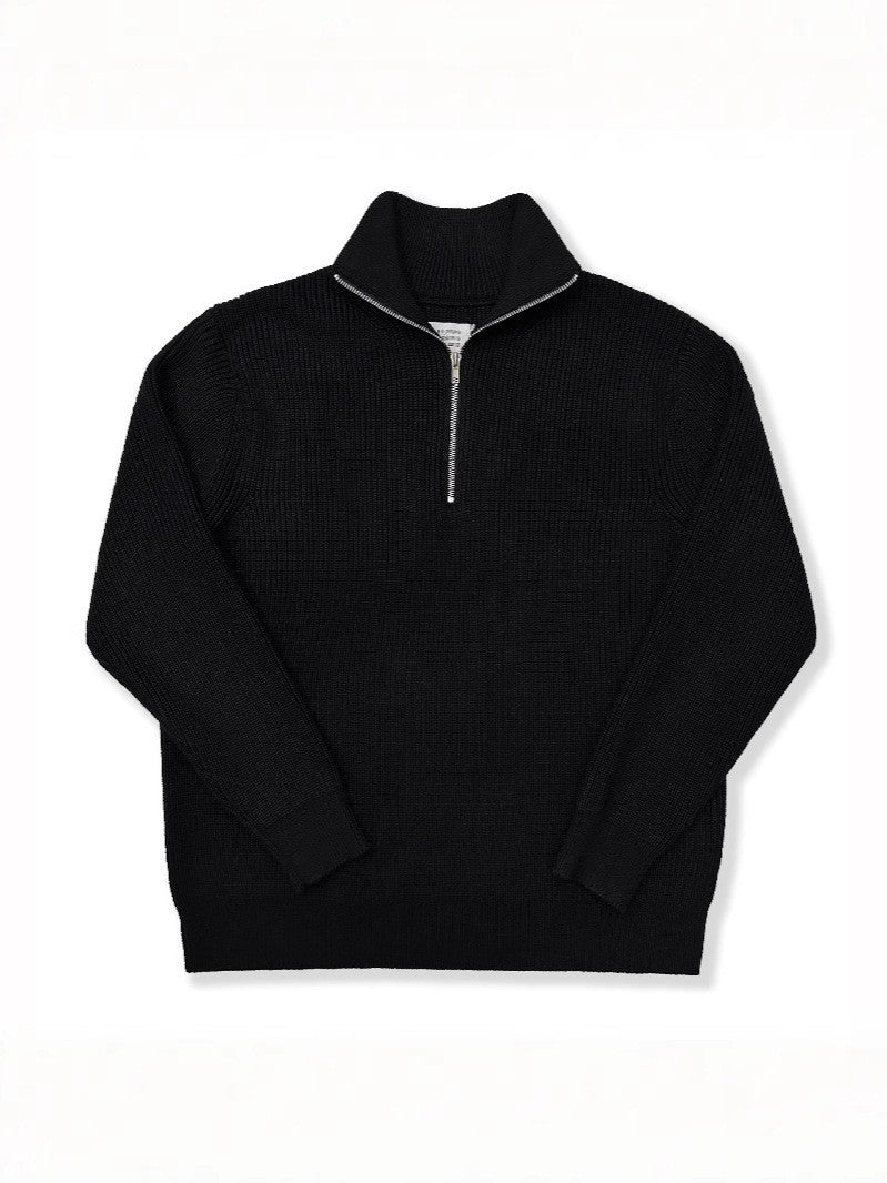 Unisex-Strickpullover mit Reißverschluss und Stehkragen