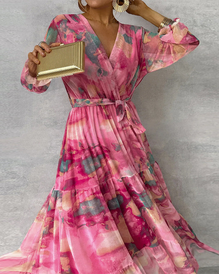 Echoarchiv | Elegantes Kleid mit Print und Plissiertem Rock