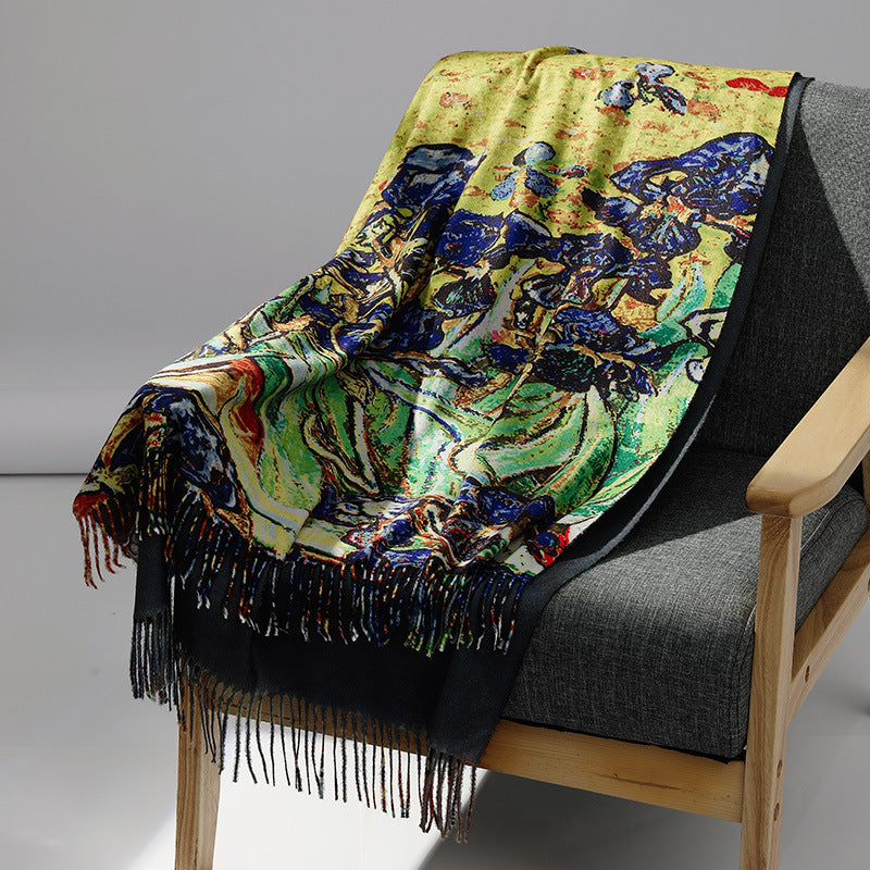 Damen-Schal mit Kunstkaschmir-Haptik und Kunstdruck, 70x180 cm