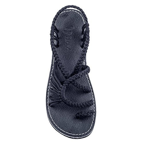 Damen nan Makramee-Riemchen-Sandalette mit Zehensteg und flexibler rutschfester Sohle Echo Archiv