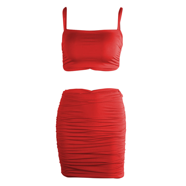 Damen Zweiteiliges Set aus gerafftem Crop-Top und Minirock Echo Archiv