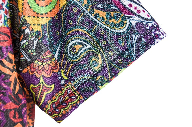 Herren Kurzarmhemd mit buntem Patchwork-Design und lässiger Passform Echoarchiv