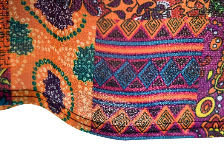 Herren Kurzarmhemd mit buntem Patchwork-Design und lässiger Passform Echoarchiv