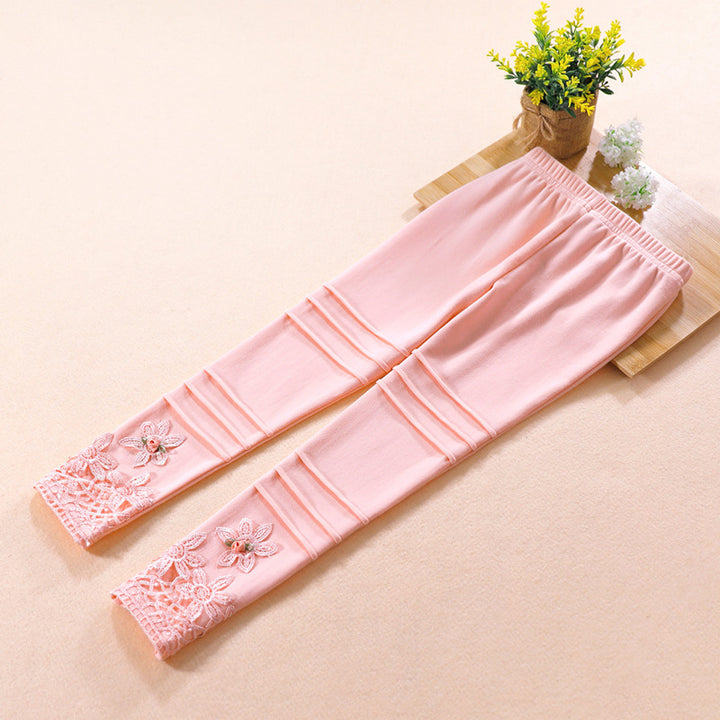 Mädchen modische Leggings mit floralem Spitzenbesatz Echo Archiv