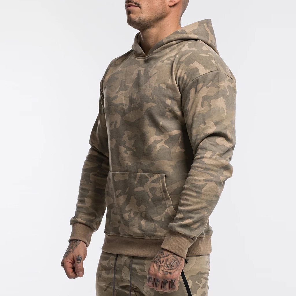Herren Camo Kapuzenpullover aus hochwertigem Sweatstoff mit praktischer Kängurutasche Echoarchiv