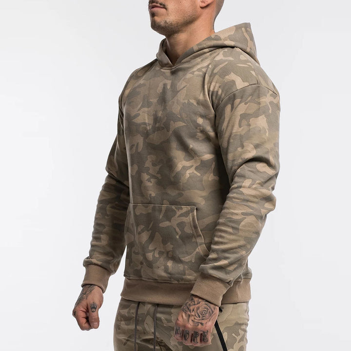 Herren Camo Kapuzenpullover aus hochwertigem Sweatstoff mit praktischer Kängurutasche Echoarchiv