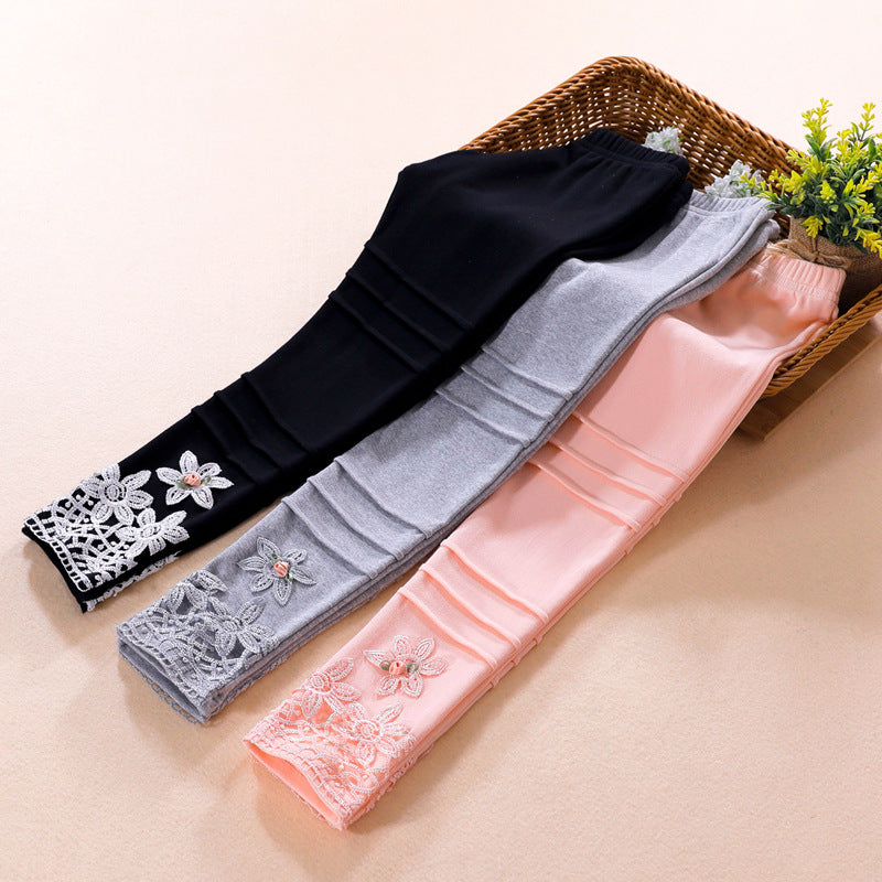 Mädchen modische Leggings mit floralem Spitzenbesatz Echo Archiv