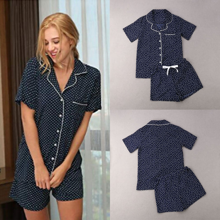 Damen nan zweiteiliges Shorty-Pyjama-Set aus Viskosejersey mit Paspelkragen und Tunnelzugbund Echo Archiv