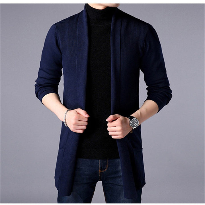 Herren lässiger Strickcardigan mit offenem Schnitt und praktischen Taschen Echoarchiv