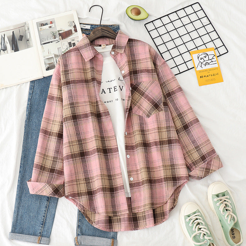 Unisex nan karierte Flanell-Hemdjacke im Oversize-Schnitt mit Brusttasche Echo Archiv